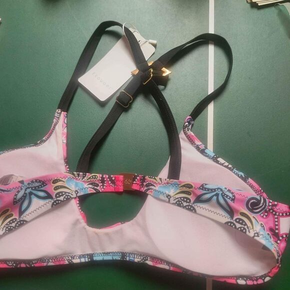Ekouaer Juniors Flowery Halter Shirred Bikini Set - XL - Picture 6 of 7